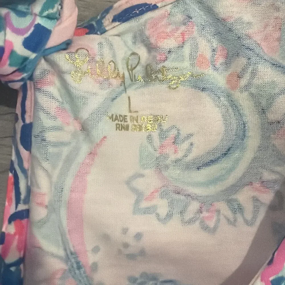 Lilly Pulitzer Mellorie Dress Cotton Pink Tropics Tint Tangerine Dream Sz Large - Picture 2 of 6